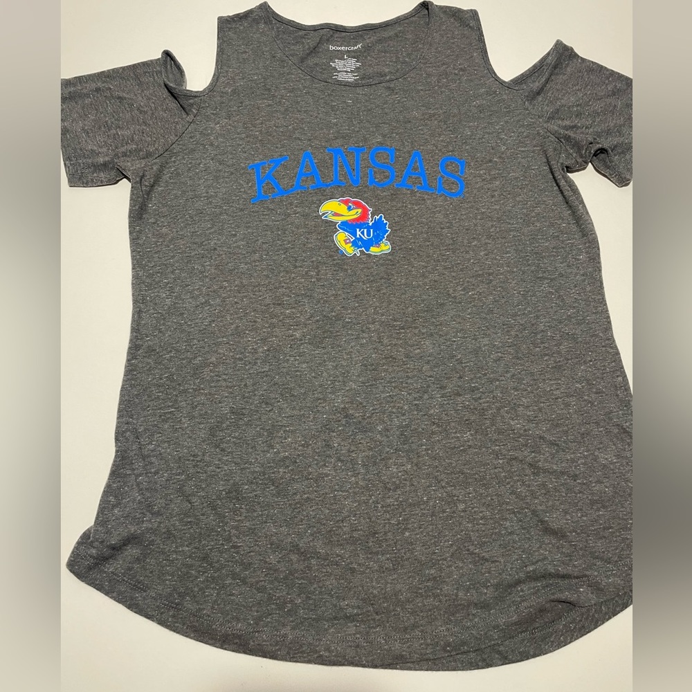Kansas Jayhawks cold shoulder shirt